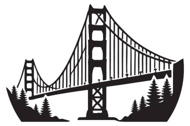 Golden Gate Köprüsü Siluet Vektörü San Francisco manzaralı