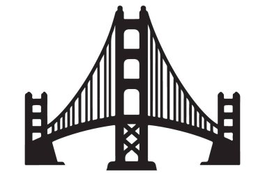 Ayrıntılı Altın Kapı Köprüsü Siluet Vektör Sanat ve Tasarım Elementi