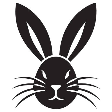 Benzersiz Tasarım Projeleri için Bıyıklı Cesur Tavşan Silueti