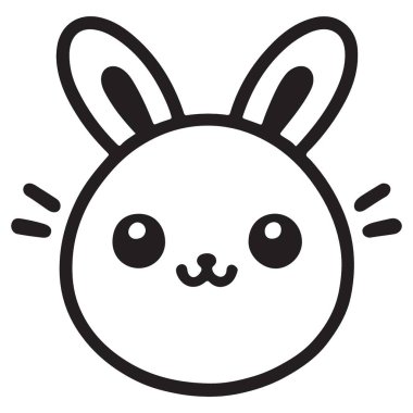 Çocuklar için Sevimli Çizgi Film Tavşan Başı Çizim Vektörü Grafiği