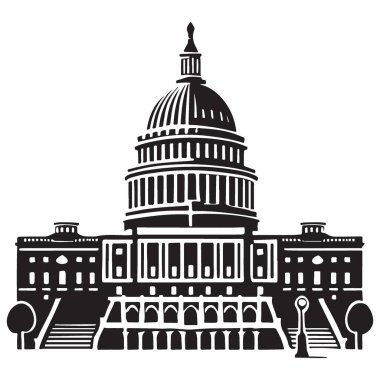 Basit Siluet Amerikan Demokrasi Binası Sembolü