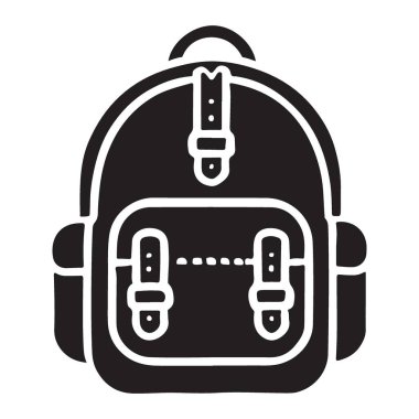 Okul Macerası ve Yürüyüşü için Siluet Sırt Çantası Vektör İllüstrasyonu