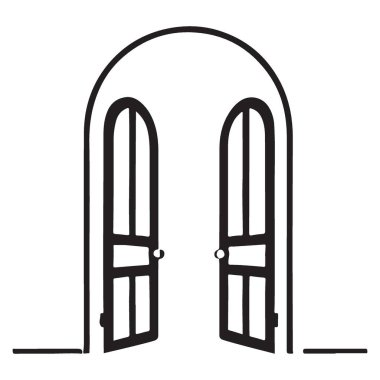 Kapıları Aç Siluet Vektör Resimli Archway Giriş Tasarımı