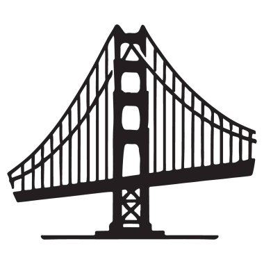 Ayrıntılı Golden Gate Köprüsü Silueti Yer İmleri Vektör Tasarımı
