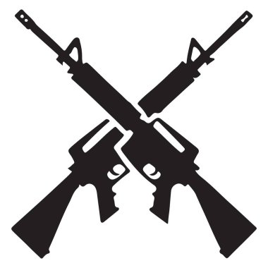 Çapraz Tüfekler Kara Siluet İllüstrasyon Askeri ve Korunmayı Sembolize ediyor