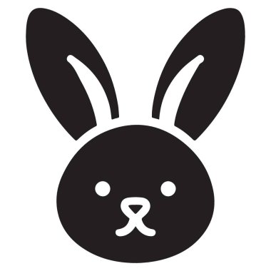 Sevimli Tavşan Yüzlü Vektör Çizimi Mutlu Paskalya Tavşanı Silueti