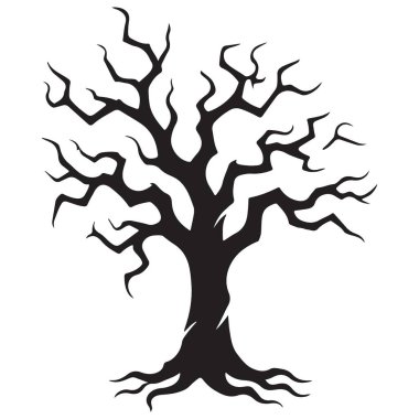 Cadılar Bayramı İllüstrasyonu için Vektör Çıplak Ağaç Silüeti Grafik Elementi