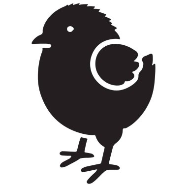 Siyah Piliç Silueti Vektör Resimlendirme Çiftliği Hayvansal Grafik Elementi