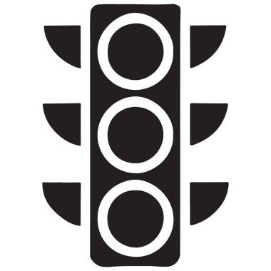 Modern Tasarım Estetik ile Trafik Sinyali Siyah Siluet İllüstrasyonu