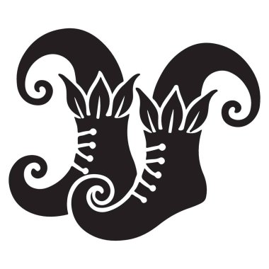 Tatil Tasarımı İçin Tuhaf Elf Ayakkabıları Siluet Vektör Sanatı