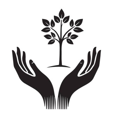 Büyüme İçin Küçük Ağaç Elle Siluet Vektörü İllüstrasyonu