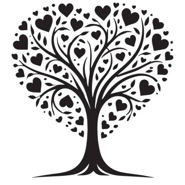 Kalplerin Ağacı Aşkı Sembolize eder Siluet Vektörü Grafiksel Büyür
