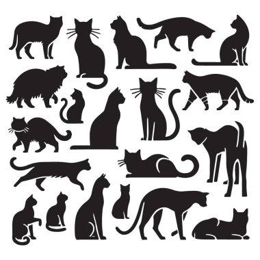 Kara Kedi Siluet Vektör Resimlerinin Koleksiyonu