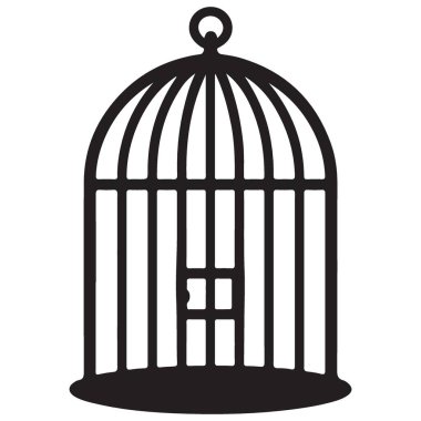 Yaratıcı Sanatlar için Vintage Birdcage Siluet Vektör İllüstrasyonu