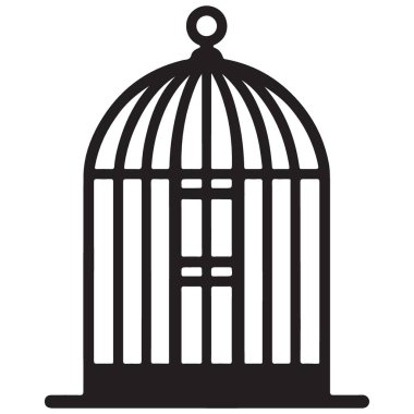 Yaratıcı Grafik Projeleri için Vintage Birdcage Siluet Vektör İllüstrasyonu