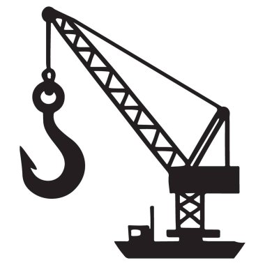 Kancayla Yüzen Turna Silueti Tekne İnşaat Vektörü