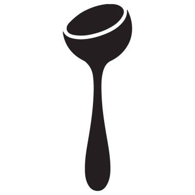 Basit Ladle Silueti Çizimi Çorba Kaşığı Mutfak Utensil Tasarımı
