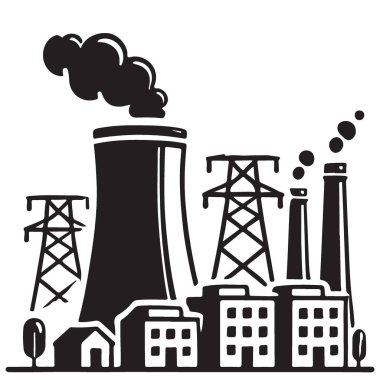 Elektrik iletimi ile detaylı elektrik üretim siluet tesisi