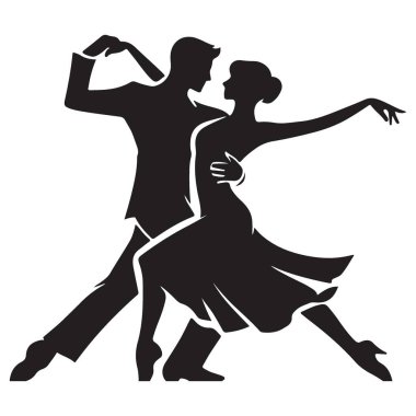 Tutkulu tango dansçıları siluet vektör çizim balo salonu çifti performansı