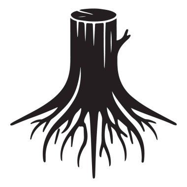 Ayrıntılı Kökleri Olan Bir Ağaç Kütüğünün Silüeti