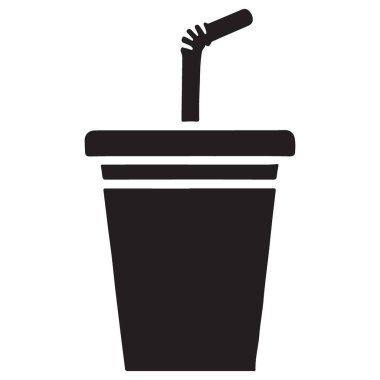 Saman Vektörü Grafiksel Resimli Basit Siyah İçecek Kupası