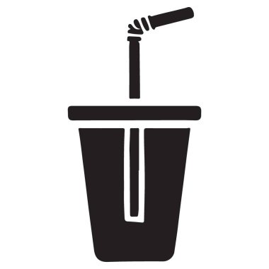 İçmek için saman olan tek kullanımlık bir bardağın silueti.