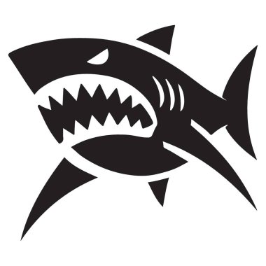 Keskin Dişli Vektör Resimli Saldırgan Köpekbalığı Silueti