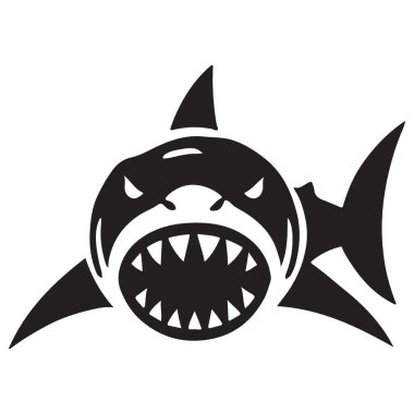 Açık Çene ve Diş Vektörü ile Korkunç Köpekbalığı Silueti Başı