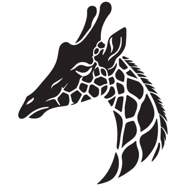 Zarif Zürafa Baş Vektör İllüstrasyonu Afrika Vahşi Yaşam Silüeti Tasarımı