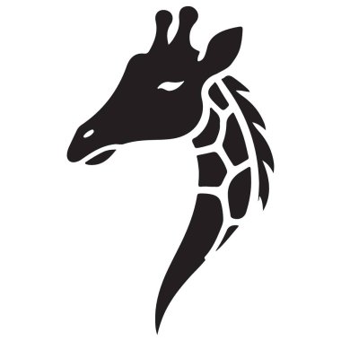 Basit Zürafa Baş Silueti Vektörü Afrika Vahşi Yaşam Grafik Tasarımı