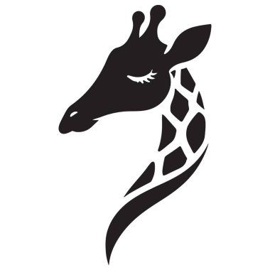 Nazik Zürafa Baş Siluet Vektörü Huzurlu Afrika Hayvan Tasarımı