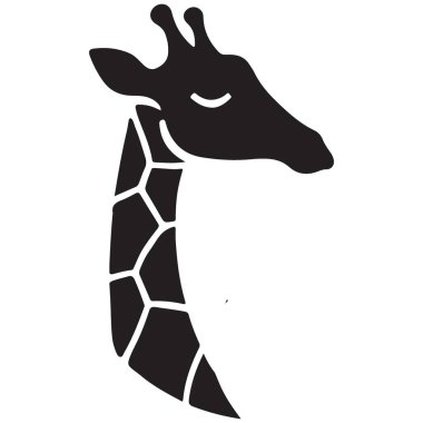 Vahşi yaşam temalı tasarımlar için zarif zürafa baş silueti çizimi