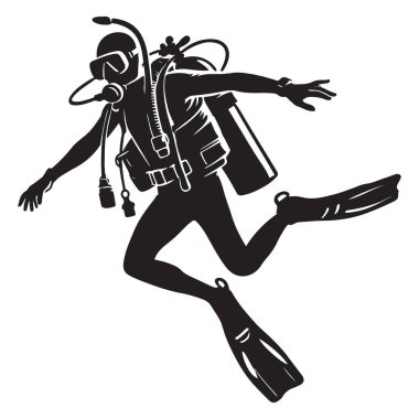 Maceracı Dalgıç Kara Siluet Sualtı Kaşifleri için Görüntü