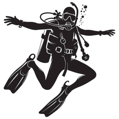 Scuba Dalgıcı Silueti Sualtı Spor Dalış Macerası Eğlence Etkinliği