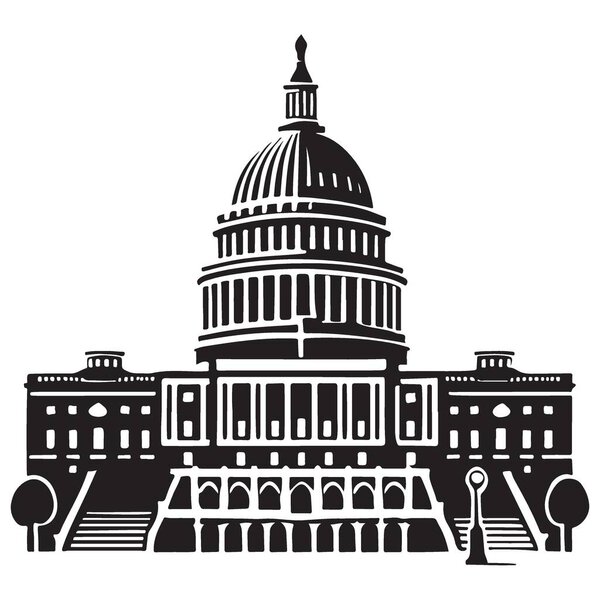 Символ американской демократии - простой силуэт здания Капитолия США
