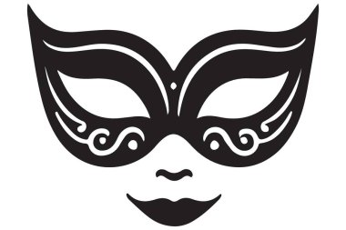 Parti Davetiye Tasarımı için Zarif Maskeli Süslü Vektör İllüstrasyonu