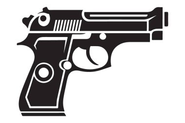Beretta 92FS Tabanca Siluet Vektör İllüstrasyon Ateşli Silah ve Nefsi müdafaa