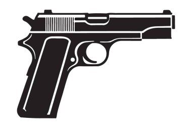 M1911 Tabanca Silueti Vektör Grafik Vintage Ateşli Silah İllüstrasyonu