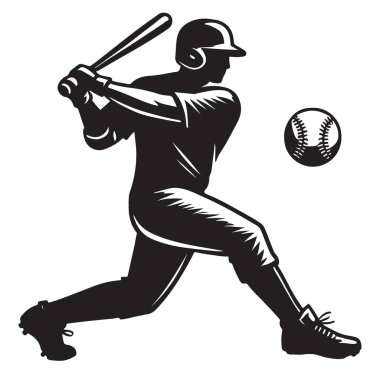 Beyzbol vurucusu top silueti vektör spor sanatını vuruyor