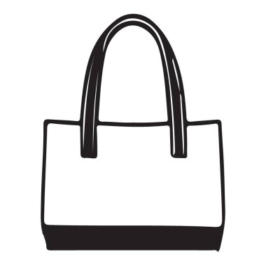 Grafiksel El Çantası Silüeti Resimlendirmesi Basit Tote Alışveriş Çantası Clipart