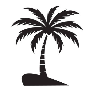 Tek Siluet Palmiye Ağacı Vektörü Grafik Mükemmel Tropikal Manzara