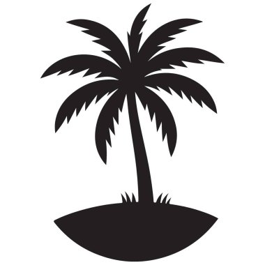 Palm Tree Adası Silüet Vektörü Yaz Projeleri için İdeal Grafik