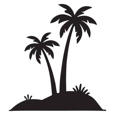 Ada Siluetinde İki Palmiye Ağaçları Tropikal Tasarımlar İçin Harika