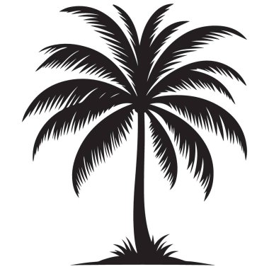 Yaz tatili için güzel tropikal palmiye ağacı vektör silüeti çizimi