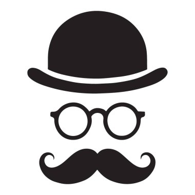 Klasik melon şapkalı bıyıklı siluet ikon beyefendi stili