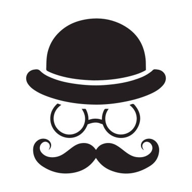Melon şapkalı, bıyıklı ve gözlüklü beyefendinin silueti.