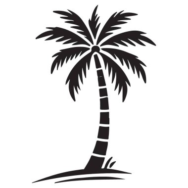 Tatil Titreşimleri İçin Tropikal Palmiye Ağacının Detaylı Silueti