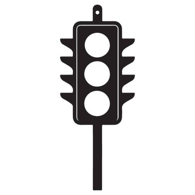 Klasik Trafik Işığı Vektörü Silueti Güvenliği Simgesi