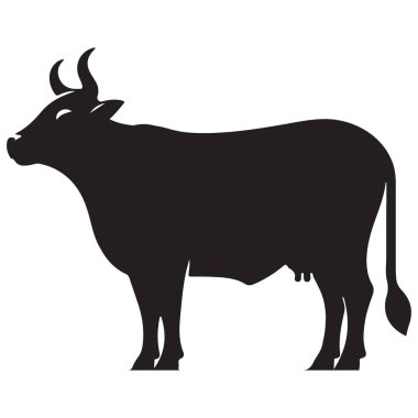 Siluet İnek Vektörü İllüstrasyon Çiftliği Hayvan Simgesi Tasarımı