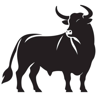 Yoğun Siyah Boğa Vektör İllüstrasyonu Bir Güç Sembolü